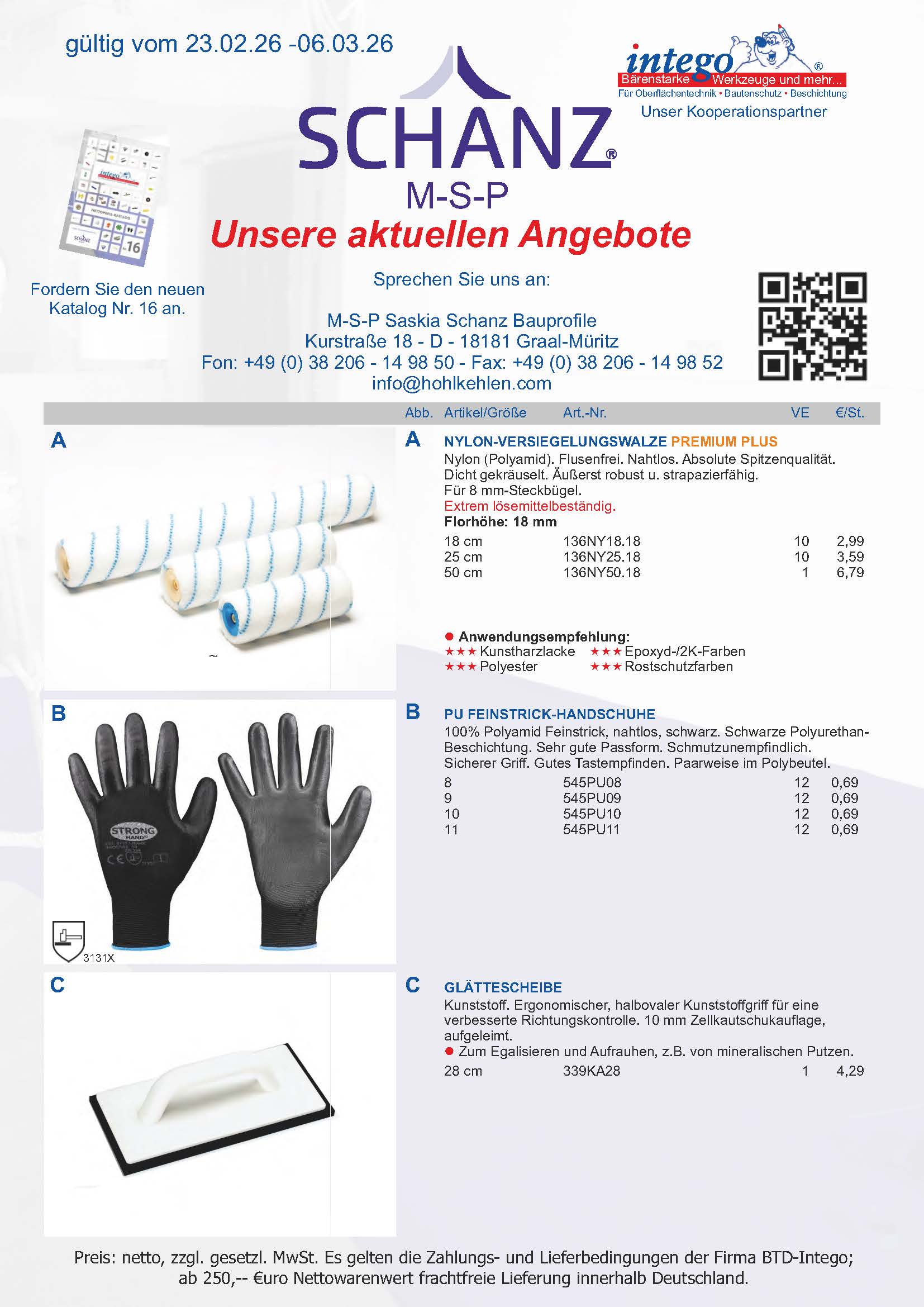 MSP Saskia Schanz Bauprofile, Lietz, Korte, Iris Reimann, LMS, Bema, MSP Schanz, Multitool, Intego, Vexcolt, Gummischieber, Nivilli, Bodenbeschichtung, Ernst Schanz, Rolf Menges, Bauchem, Silikal, Bema, Sika, Sto