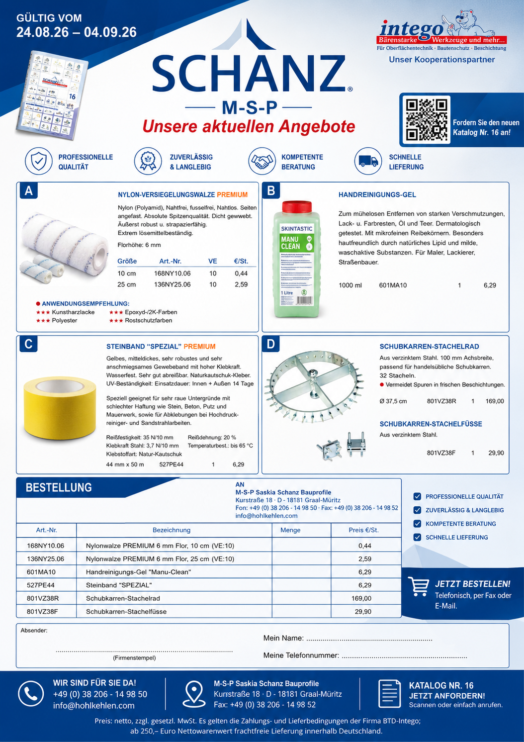 MSP Saskia Schanz Bauprofile, Lietz, Korte, Iris Reimann, LMS, Bema, MSP Schanz, Multitool, Intego, Vexcolt, Gummischieber, Nivilli, Bodenbeschichtung, Ernst Schanz, Rolf Menges, Bauchem, Silikal, Bema, Sika, Sto