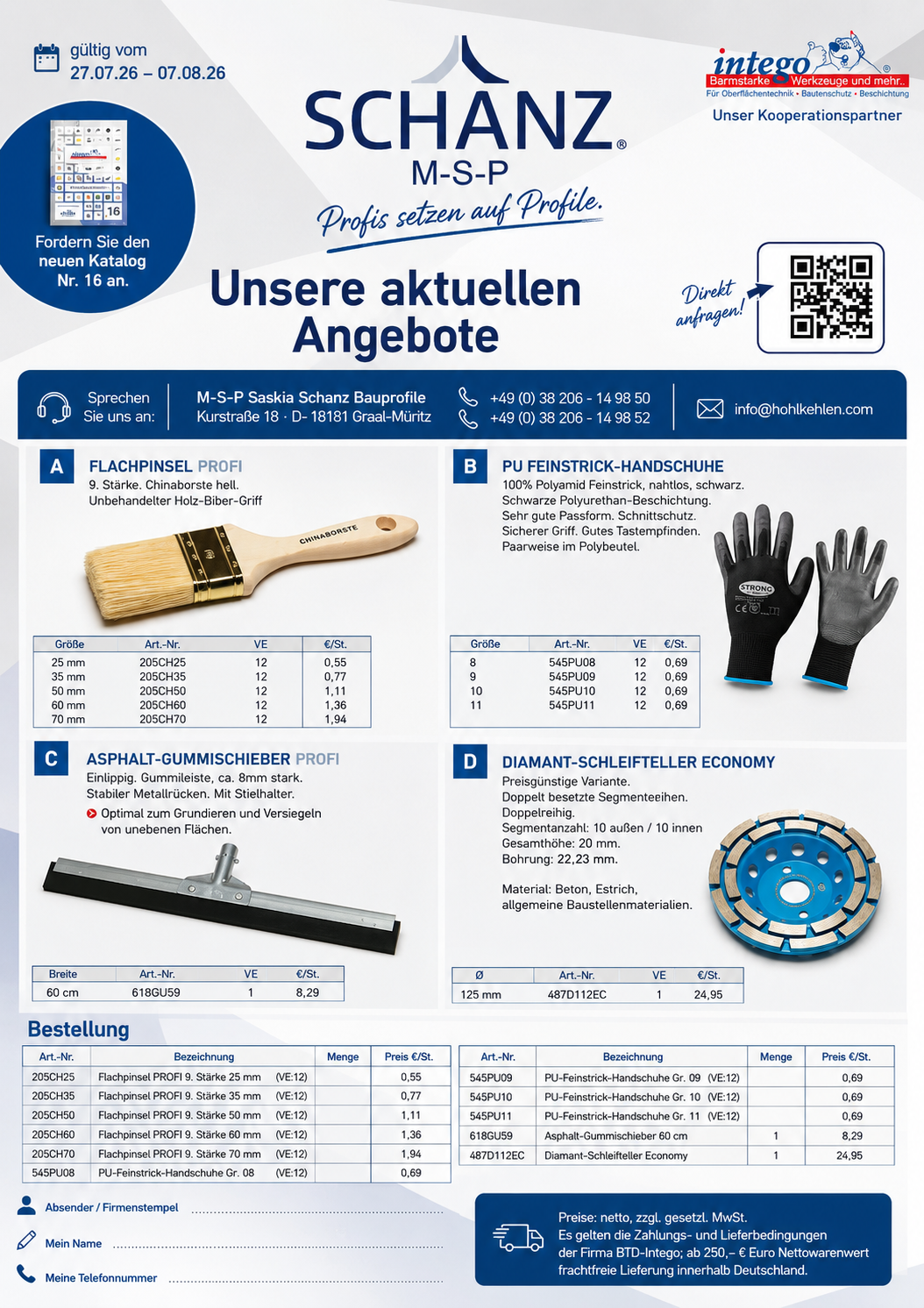 MSP Saskia Schanz Bauprofile, Lietz, Korte, Iris Reimann, LMS, Bema, MSP Schanz, Multitool, Intego, Vexcolt, Gummischieber, Nivilli, Bodenbeschichtung, Ernst Schanz, Rolf Menges, Bauchem, Silikal, Bema, Sika, Sto